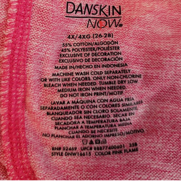 Danskin Now Heathered Pink Lightweight Hooded Athletic Top 4X - Picture 5 of 5